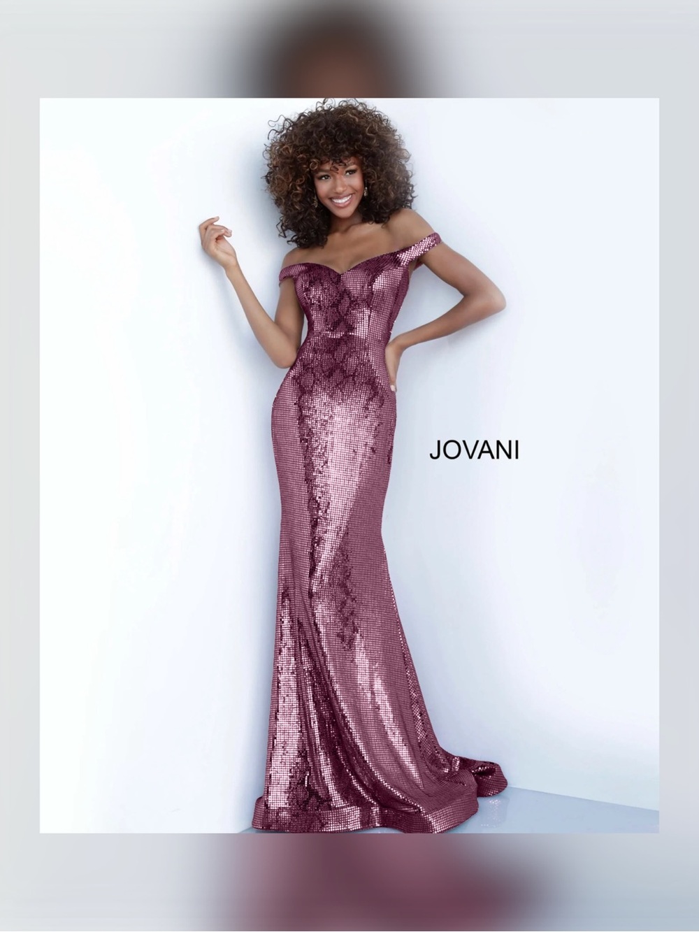 JOVANI Liquid Off-The-Shoulder Gown